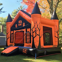 Fête d'Halloween Grande maison gonflable commerciale en PVC pour enfants avec citrouille Château sautant Combo Slide