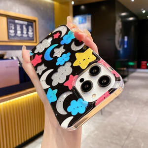 2023 nuova custodia per telefono personalizzata TPU PC in bianco e nero stelle e nuvole flash custodia per telefono per <span class=keywords><strong>iPhone</strong></span> 15 pro max - Product Image 4