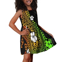 Vente en gros de robe hawaïenne à imprimé floral tropical pour enfants filles sans bretelles style décontracté tribal polynésien pour les fêtes de printemps et d'été
