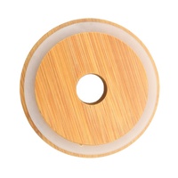 Tapa abatible de tapa superior de bambú o madera, tapa de tarro de Mason con agujeros de paja, hecho a medida, suministro directo de fábrica