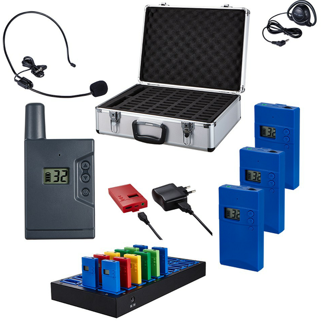 Two Way Wireless Audio whisper Tour Guide System One Set 1 Transmitter with 10 Receivers for Visiting museum