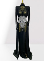 Robe de soirée en mousseline de soie coupe trapèze à manches courtes, ornée d'un foulard et d'une surjupe perlée de cristaux, pour occasions formelles et fêtes