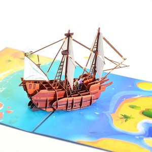 3D Pop Up Sailing Ship Greeting <b>Card</b> Premium Paper Laser Cut Handmade Birthday Anniversary Wedding <b>Gift</b> <b>Card</b> - Product Image 3