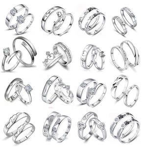 유럽풍 미국식 은도금 패션 반지 오픈형 커플 한국 지르콘 웨딩 다이아몬드 라이브 제너레이션 여성 해외배송 - Product Image 1