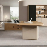 Bureau de direction moderne minimaliste, mobilier de bureau de luxe, table de patron en forme de L avec armoire latérale, bureau élégant pour PDG