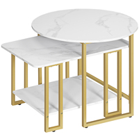 Vente en gros, table basse en marbre, table de centre en métal de salon avec dessus en marbre blanc, table d'appoint ronde en bois pour le salon