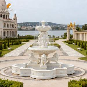 Mily lớn bằng đá cẩm thạch trắng sư tử đài phun nước phong cách Châu Âu cho khu nghỉ mát khách sạn sang trọng ngoài trời - Product Image 2