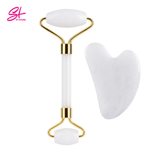 Hot Sale natural jade facial roller set quartz stone jade roller gua sha with box