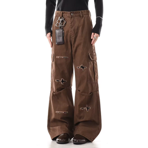 <span class=keywords><strong>Jeans</strong></span> Homme Personnalisés à Rayures Fines Style Urbain, Coupe Large, Double Genou, Denim Oversize, Rayures Bleues et Blanches, Jean Baggy pour Homme - Product Image 1