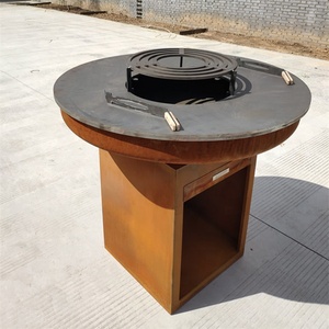 Stufa Barbecue a Legna da Esterno in Acciaio Corten per Giardino, Barbecue a Carbonella per Cortile, <span class=keywords><strong>Camino</strong></span> a Legna e Grill da Cucina - Product Image 2