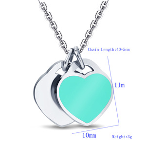Collier superposé en forme de cœur, chaîne de clavicule en acier inoxydable bleu pour femmes, bijoux à porter au quotidien, cadeau - Product Image 5