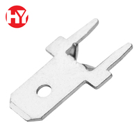 Terminal Kabel 6.35mm Seri 250 OEM Male PCB Ketebalan 0.8mm, Konektor Spade Kuningan Berlapis Timah, Tab Terminal, Quick Disconnect
