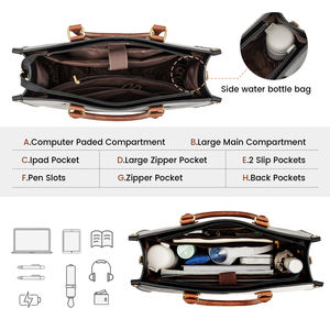 LOVEVOOK 15.6批发新款定制2pc女士手提包钱包时尚顶级皮革优雅女士手提包 - Product Image 4