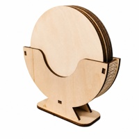 Ensemble de sous-verres en bois découpés au laser avec support - Sous-verres en bois ronds et carrés gravés sur mesure pour table basse et tasses