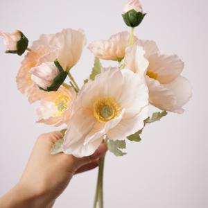 Flor de Amapola Artificial de Tacto Real en Color <span class=keywords><strong>Rosa</strong></span> y Blanco a Precio de Fábrica para Centros de Mesa en el Hogar, Decoración de Bodas - Product Image 5