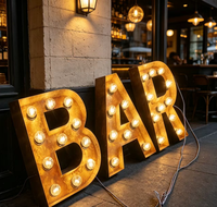 Letrero Luminoso LED Metálico Multicolor para Interiores, Resistente al Agua, Estilo Vegas, para Publicidad
