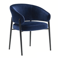 Fauteuil d'appoint luxueux avec structure métallique et revêtement en velours, dossier incurvé, pour salle à manger et salon