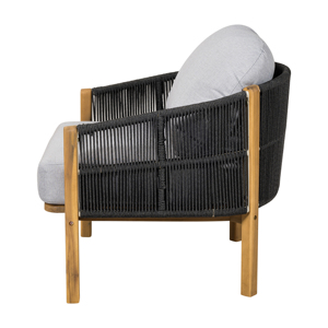 Sillón de Exterior Moderno de Madera Maciza con Cojín Impermeable y Diseño Portátil con Cuerda Gris Oscuro para Comedor y Jardín - Product Image 5