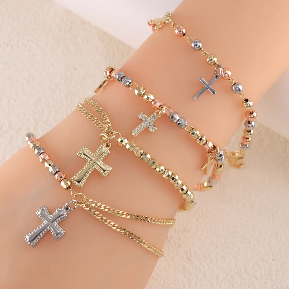 Braccialetti con perline regolabili 14k Oro Laminado Oro rosario rosario in Oro rosa basso