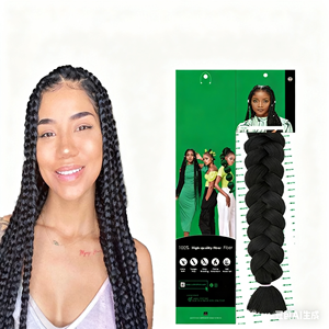 Extensiones de Cabello Trenzado Jumbo Preestiradas al por Mayor, Textura Yaki Sintética Teñida, de Alta Calidad, Doble Trama a Máquina, Estilo Africano - Product Image 1
