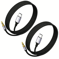 Câble audio USB-C vers 3,5 mm 1,2 m (4 pi) pour ordinateur, iPhone 17/16/15, adaptateur AUX portable Type-C mâle-mâle en nylon tressé pour voiture