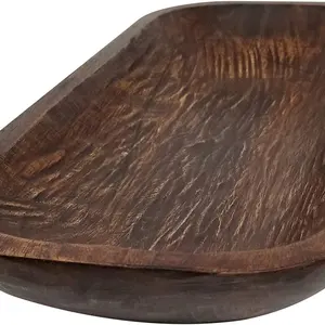 Gỗ Dough Bowl Antique Walnut Reddish Brown Vintage Chất Lượng Cao Tay Chạm Khắc Bát Cho Trang Trí Nội Thất, Trang Trại Mộc Mạc