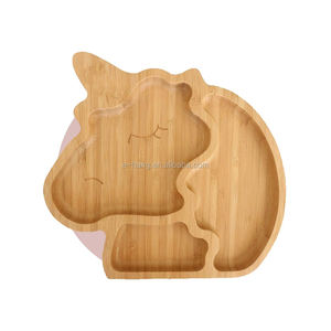 Meilleure vente 2021, <span class=keywords><strong>licorne</strong></span> en bambou naturel, ventouse pour bébé, plaque d'aspiration et d'alimentation stable - Product Image 1