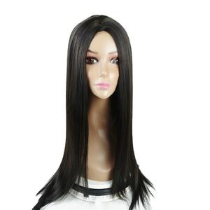 Peluca de Cosplay de Fibra de Alta Temperatura, Larga, Lisa, con Partidura Media, Negra y Transparente, Estilo Madre de la Familia <span class=keywords><strong>Addams</strong></span> - Product Image 5