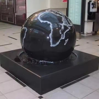 Fontaine d'eau décorative de jardin de style moderne, grande boule flottante en marbre noir naturel, granit personnalisé pour parcs extérieurs