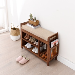 Bamboo Shoe <b>Bench</b> With Cushion 60Cm 80Cm 100Cm Storage For Entryway Scandinavian Style - Product Image 1