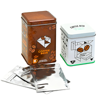 Boîte de conserve en fer blanc avec couvercle coulissant imprimé personnalisé Pot alimentaire Boîte métallique rectangulaire en poudre de matcha Boîtes à café Boîte de conserve carrée pour thé