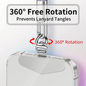 Universal Stainless Steel Slip D-Ring Mobile Phone Strap Lanyard Patch Rope Shape Metal <b>Clip</b> Tether Tab Rotatable - Product Image 2
