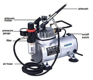 Compresor de Aire Portátil AS18K--<span class=keywords><strong>2</strong></span> de 1/6 <span class=keywords><strong>hp</strong></span> para Pintura en Aerosol, Pistón sin Aceite con Componentes Centrales de Aerógrafo, Motor Refrigerado por Aire - Product Image 3