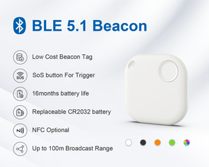 ปุ่มกด IOT Bble แบบตั้งโปรแกรมได้สัญญาณเตือน SOS สัญญาณเตือนฉุกเฉินปุ่มสัญญาณบลูทูธ - Product Image 2