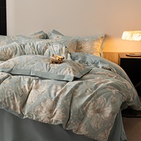Parure de lit 100 % coton brossé 4 pièces, motif floral à volants, style pastoral français, pour hiver