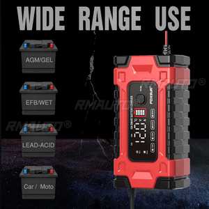 เครื่องชาร์จแบตเตอรี่ FOXSUR 12V 24V 10A พร้อมหน้าจอแสดงผลอัจฉริยะสำหรับรถยนต์และรถจักรยานยนต์ - สีดำและสีแดง - Product Image 5