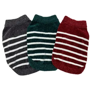 Hellomoon OEM Chenille Striped Pattern Knitted Customized Original Designer Dog Sweaters