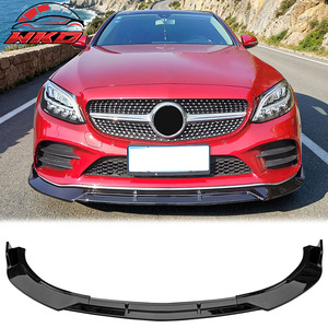 Compatible con Benz W205 Clase C 2019-2021, Estilo BR, Labio de Parachoques Delantero en Negro Brillante - Product Image 1