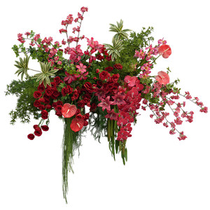Décoration florale suspendue Mori Wedding, imprimée en 3D, avec hortensias, marguerites et coquelicots, pour petite scène, maquillage rouge et photographie - Product Image 5