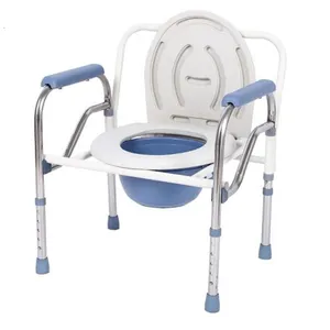 Bedside Folding Aluminum Plastic Shower Commode Toilet Chair Hygiene For Elderly With Bedpan