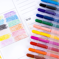 Crayons de cire lisses 12 couleurs dans une trousse en plastique, ensemble scolaire, impression de logo personnalisée