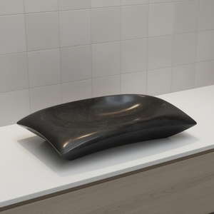Lavabo de salle de bain en marbre 19,7x13,8x3,9 pouces, rectangulaire, poli, à poser sur le comptoir, design contemporain - Product Image 2
