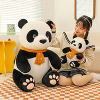 Nouveaux jouets en peluche panda charmants avec écharpe chaude et agréable, animaux en peluche panda kawaii pour cadeaux, compagnons, vente en gros de poupées