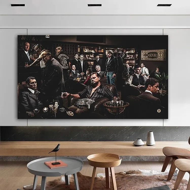 Impresiones en lienzo personalizadas, cuadros de pared, el lobo de Wall Street Met Art, carteles de películas para decoración para sala de estar