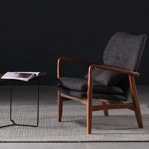 <span class=keywords><strong>Poltrona</strong></span> da bar in stile americano Hotel in legno singolo per il tempo libero Chaise longue divani soggiorno con rivestimento in tessuto - Product Image 3