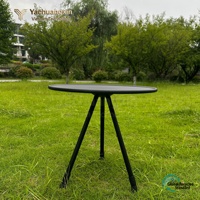 Table pliante ronde en ABS pour l'extérieur avec base en tréteaux, design minimaliste portable pour le camping et la terrasse, 2 places