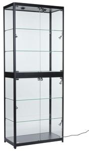 Modern Jewelry Aluminum Frame Tempered Glass Display Showcase LED Light Polished <b>Lockable</b> Vitrine <b>Cabinet</b> for Retail Home Smoke - Product Image 3
