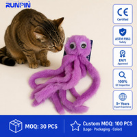 Mainan Kucing Gurita Bulu Panjang Lembut Isi Catnip, Desain Kartun Kreatif untuk Anak Kucing, Mengurangi Kebosanan, 3 Desain, 11g