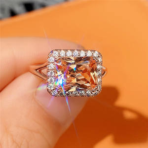 Anello F1285 in Oro Rosa con Diamante Taglio Asscher, Gioiello da Donna con Diamante Naturale per Fidanzamento - Product Image 6