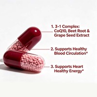 Capsules Triple Mélange avec Betterave, CoQ10 et Pépins de Raisin, Favorisent la Circulation et le Bien-être Général